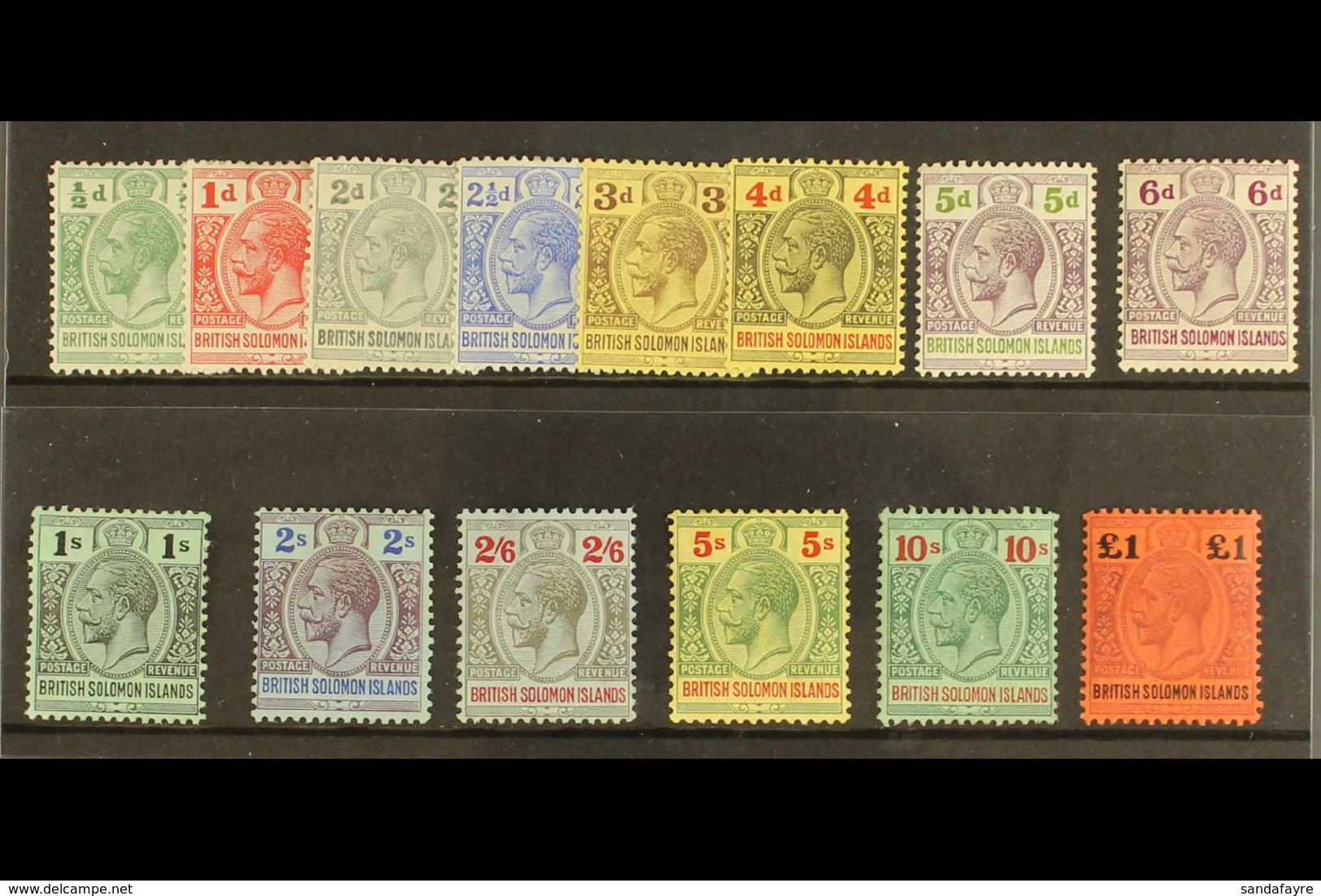1914-23 Wmk Mult Crown CA Definitives Complete Set, SG 22/38, Fine Mint (14 Stamps) For More Images, Please Visit Http:/ - Isole Salomone (...-1978)