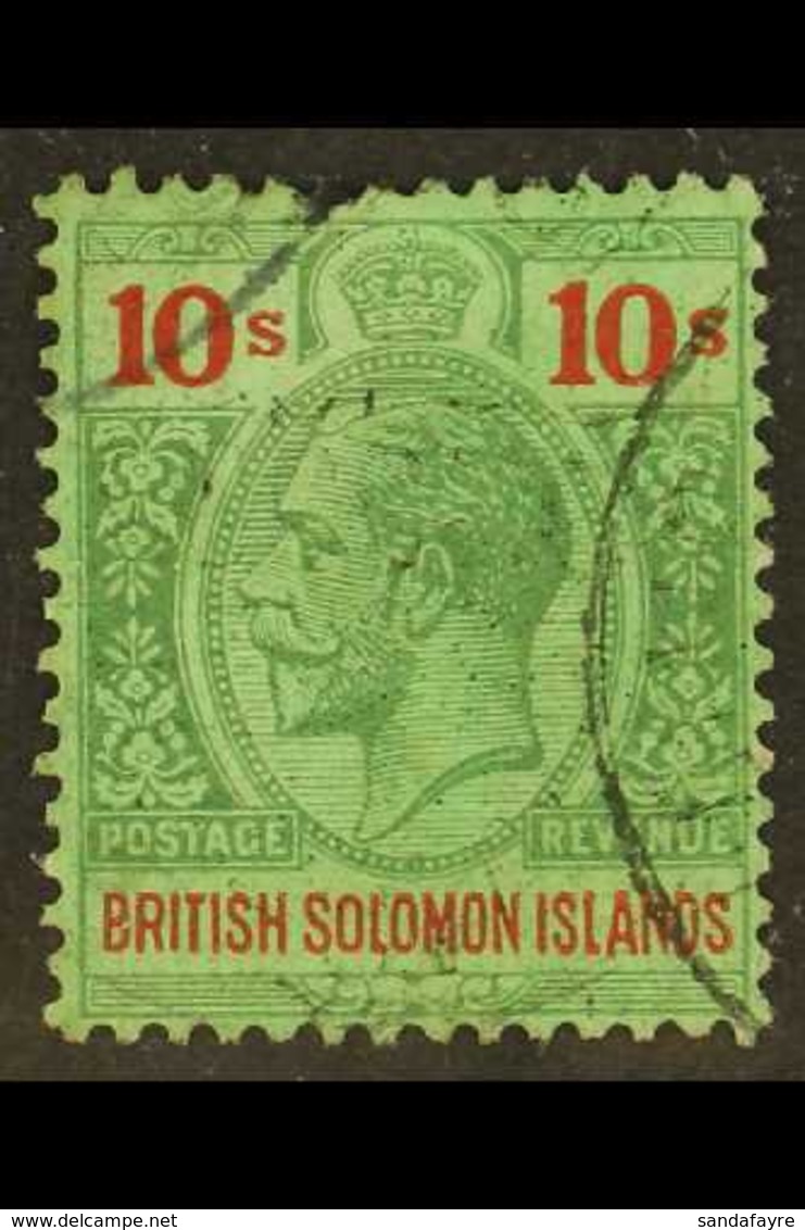 1922-31 (wmk Mult Script CA) 10s Green And Red/emerald, SG 52, Fine Used. For More Images, Please Visit Http://www.sanda - Iles Salomon (...-1978)
