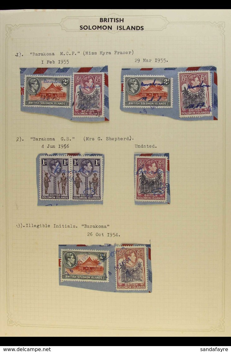 1954-56 CANCELLATIONS COLLECTION An Interesting Selection Of KGVI Issues On Ten "Pieces"bearing Manuscript Cancels Or Si - British Solomon Islands (...-1978)