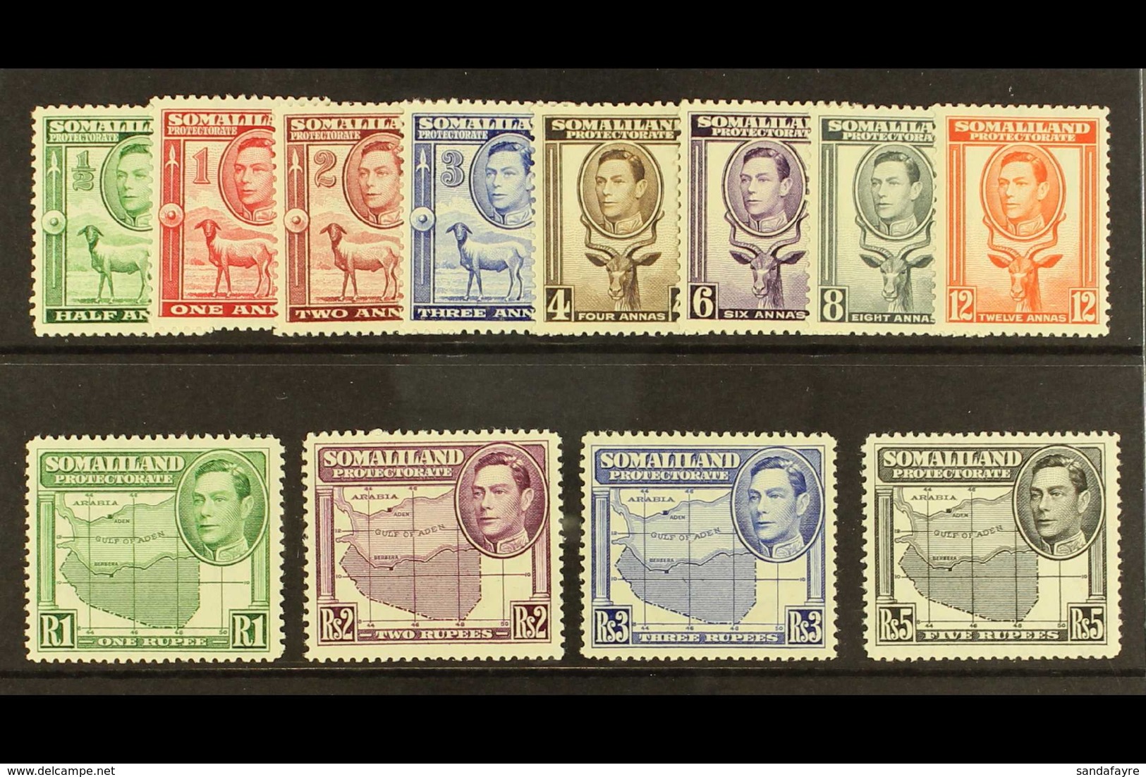 1938 Complete "Portrait To Left" Definitive Set, SG 93/104, Never Hinged Mint. (12 Stamps) For More Images, Please Visit - Somaliland (Protectorate ...-1959)