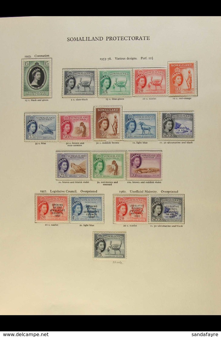 1953-1960 COMPLETE NHM QEII COLLECTION Presented On A  "New Age" Printed Page, SG 136/52. Lovely (18 Stamps) For More Im - Somaliland (Herrschaft ...-1959)