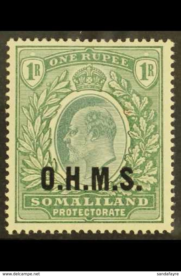 OFFICIAL 1904-05 "O.H.M.S." Overprinted KEVII 1R Green, SG O15, Very Fine Lightly Hinged Mint. For More Images, Please V - Somaliland (Herrschaft ...-1959)