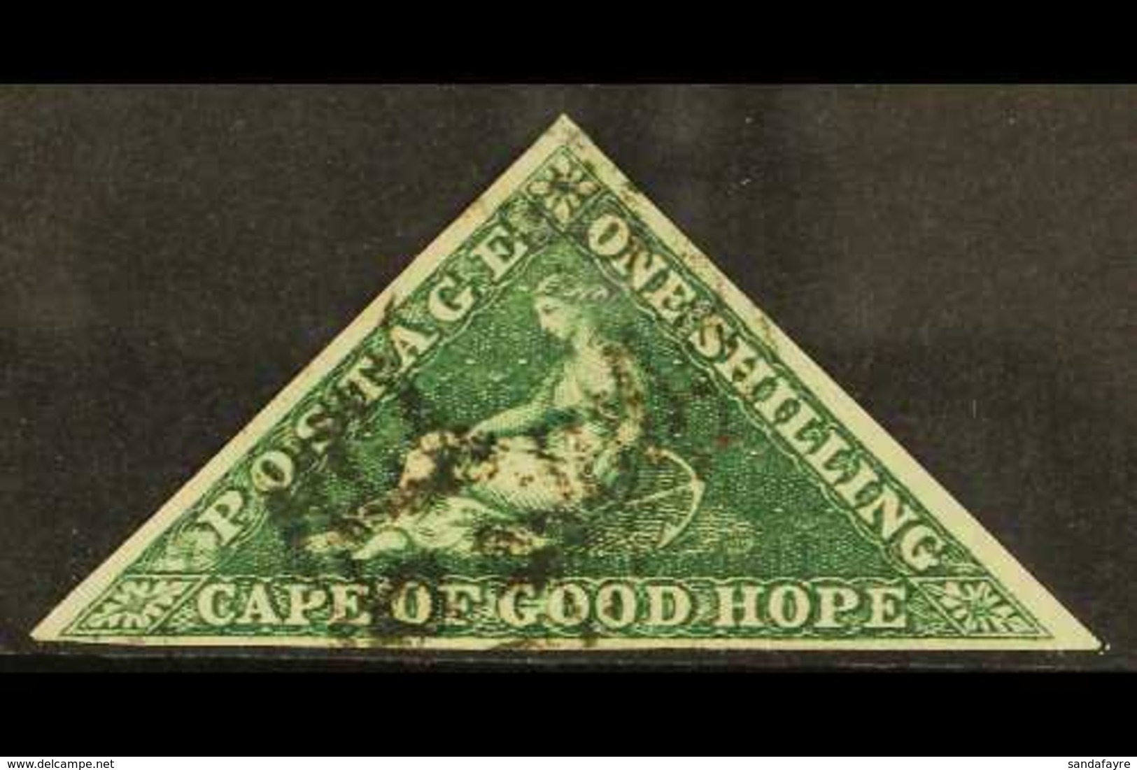 CAPE OF GOOD HOPE 1855-63 1s Deep Dark Green Triangular, SG 8b, Fine Used With 3 Good Neat Margins & Fresh Original Colo - Non Classés