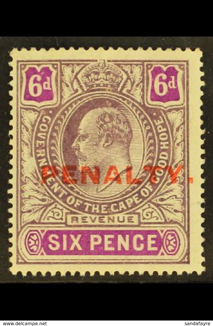 CAPE OF GOOD HOPE REVENUE - 1911 6d Purple & Magenta, Ovptd "PENALTY" Barefoot 2, Never Hinged Mint. For More Images, Pl - Non Classificati
