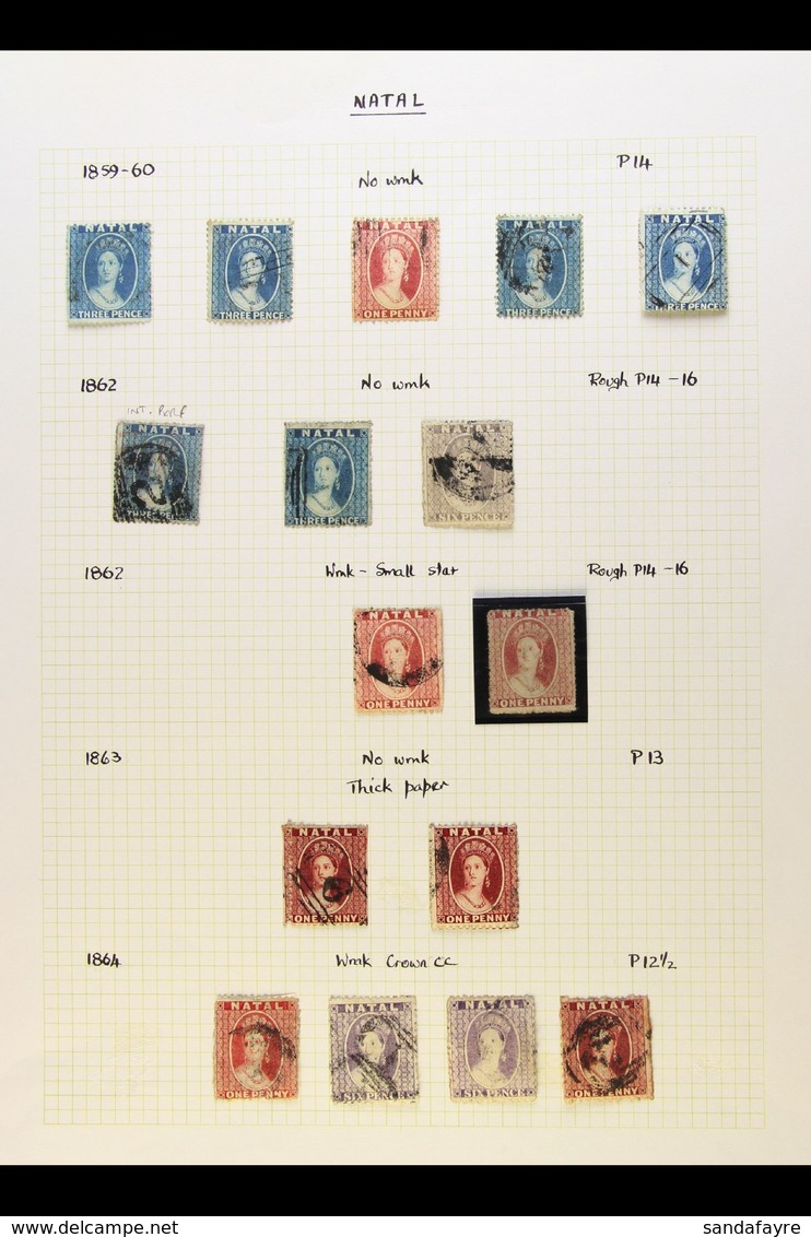 NATAL 1859-95 VALUABLE USED COLLECTION Presented On Album Pages. Includes 1859-60 1d And 3d (x4), 1861-2 3d (2, One Inte - Ohne Zuordnung