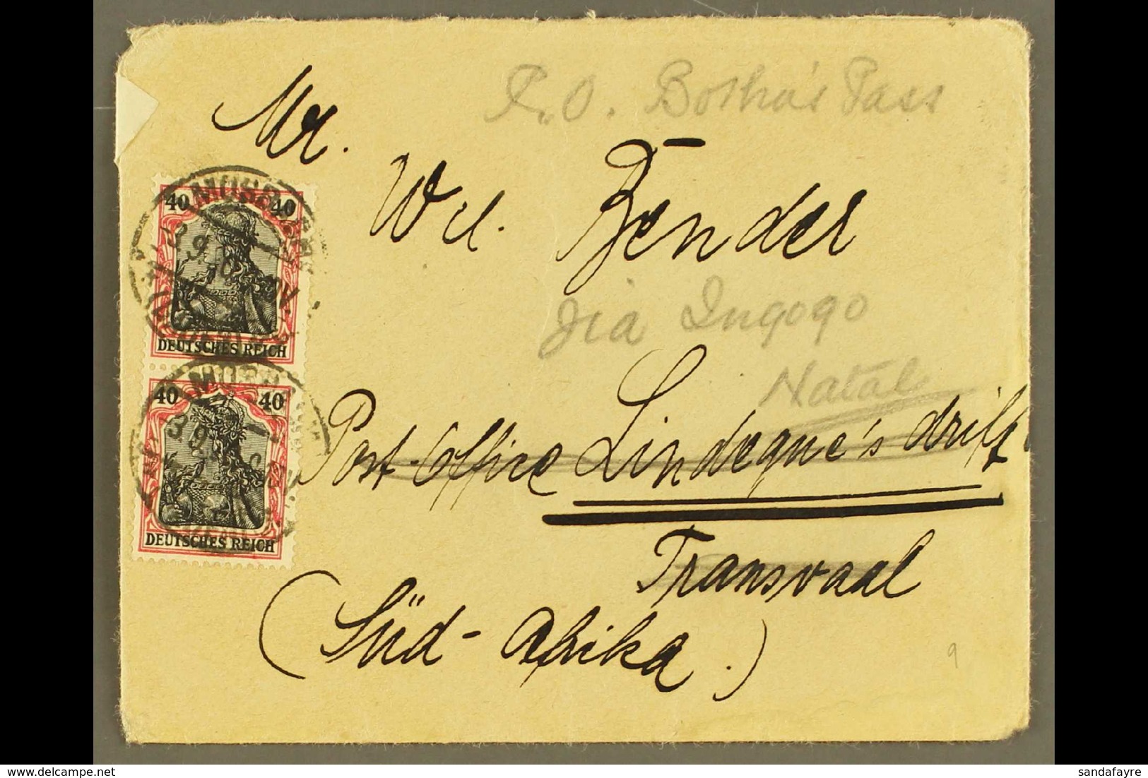 TRANSVAAL RE-DIRECTED INCOMING MAIL 1920 Cover From Germany, Addressed To "Lindeque's Drift, Transvaal" Where It Was Not - Non Classés