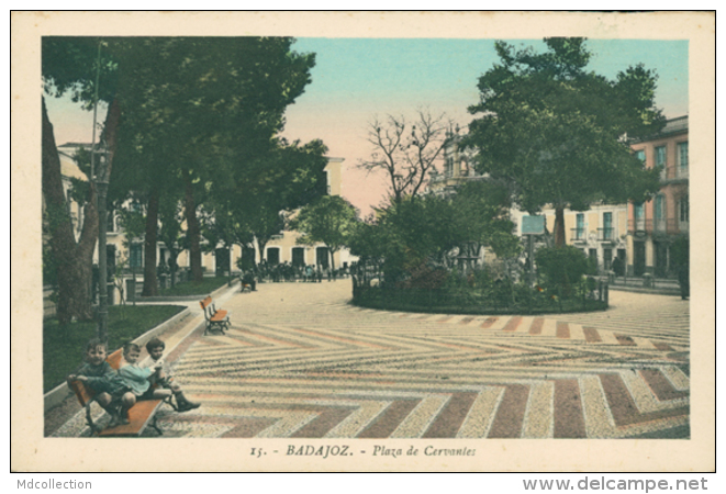 ES BADAJOZ / Plaza De Cervantes (coloriée) / - Badajoz