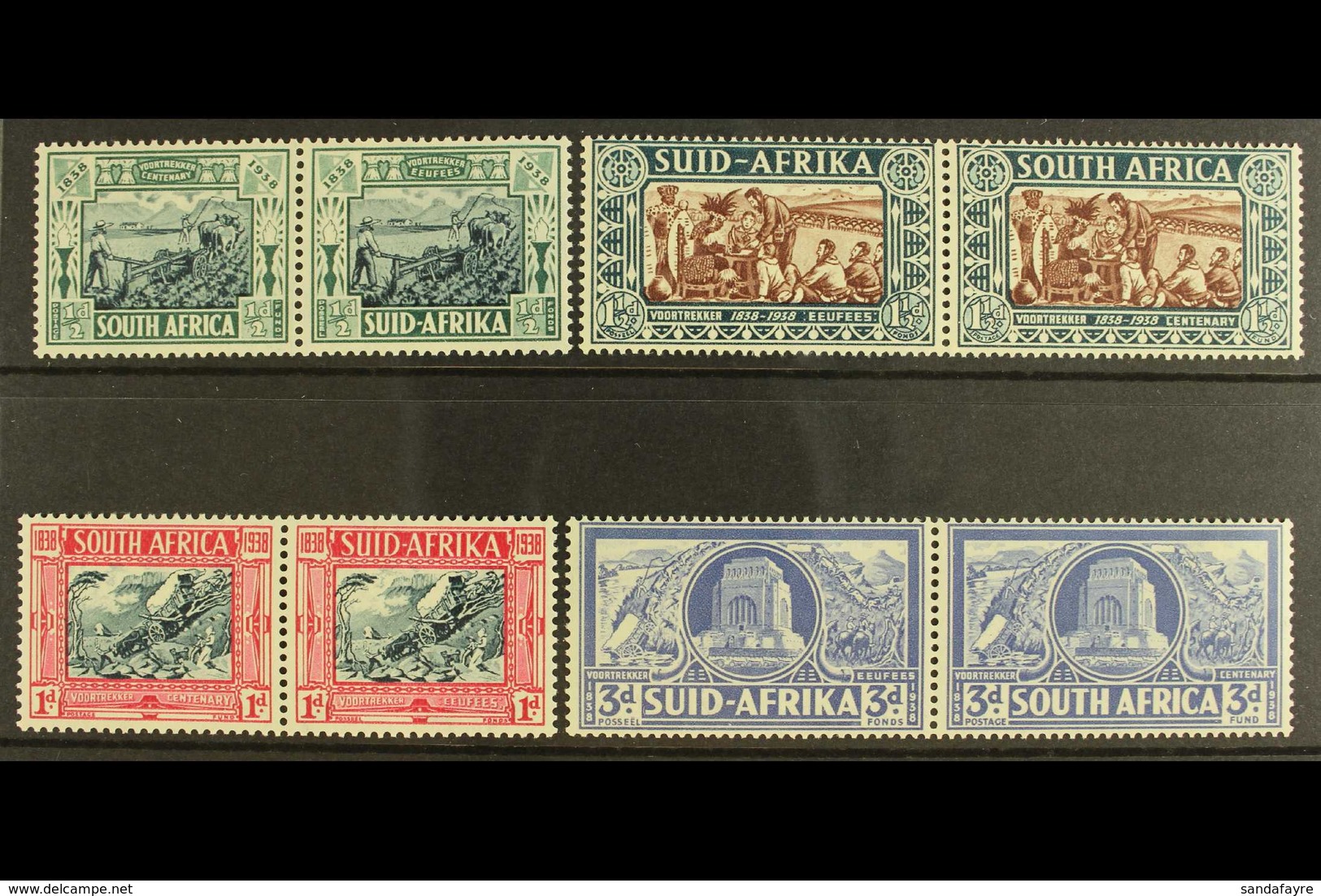 1938 Voortrekker Centenary Memorial Fund Set, SG 76/9, Never Hinged Mint (4 Pairs). For More Images, Please Visit Http:/ - Ohne Zuordnung