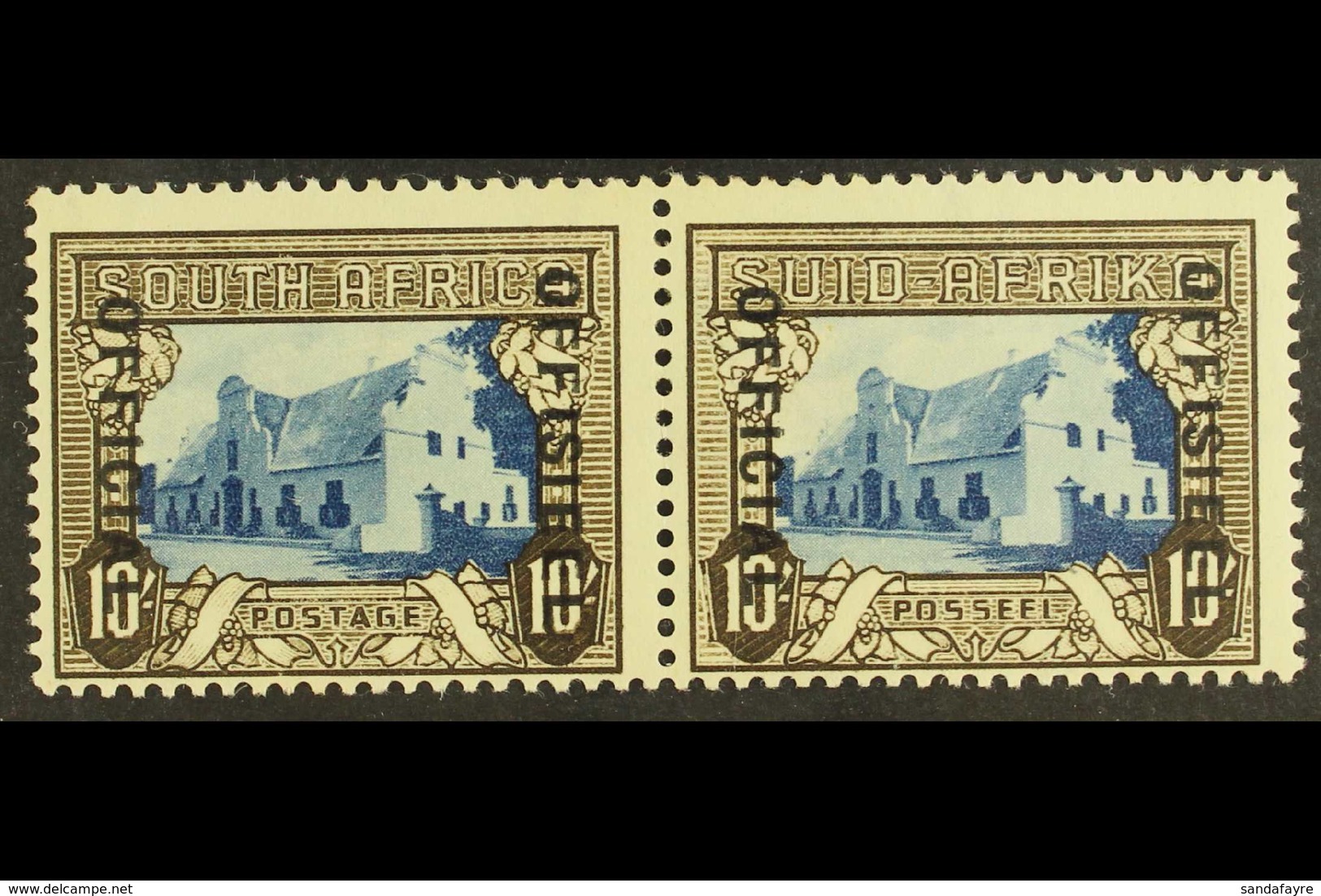 OFFICIAL 1940 10s Blue And Sepia, Overprint Reading Downwards With "OFFICIAL" At Left, SG O29, Fine Mint Pair. For More  - Sin Clasificación