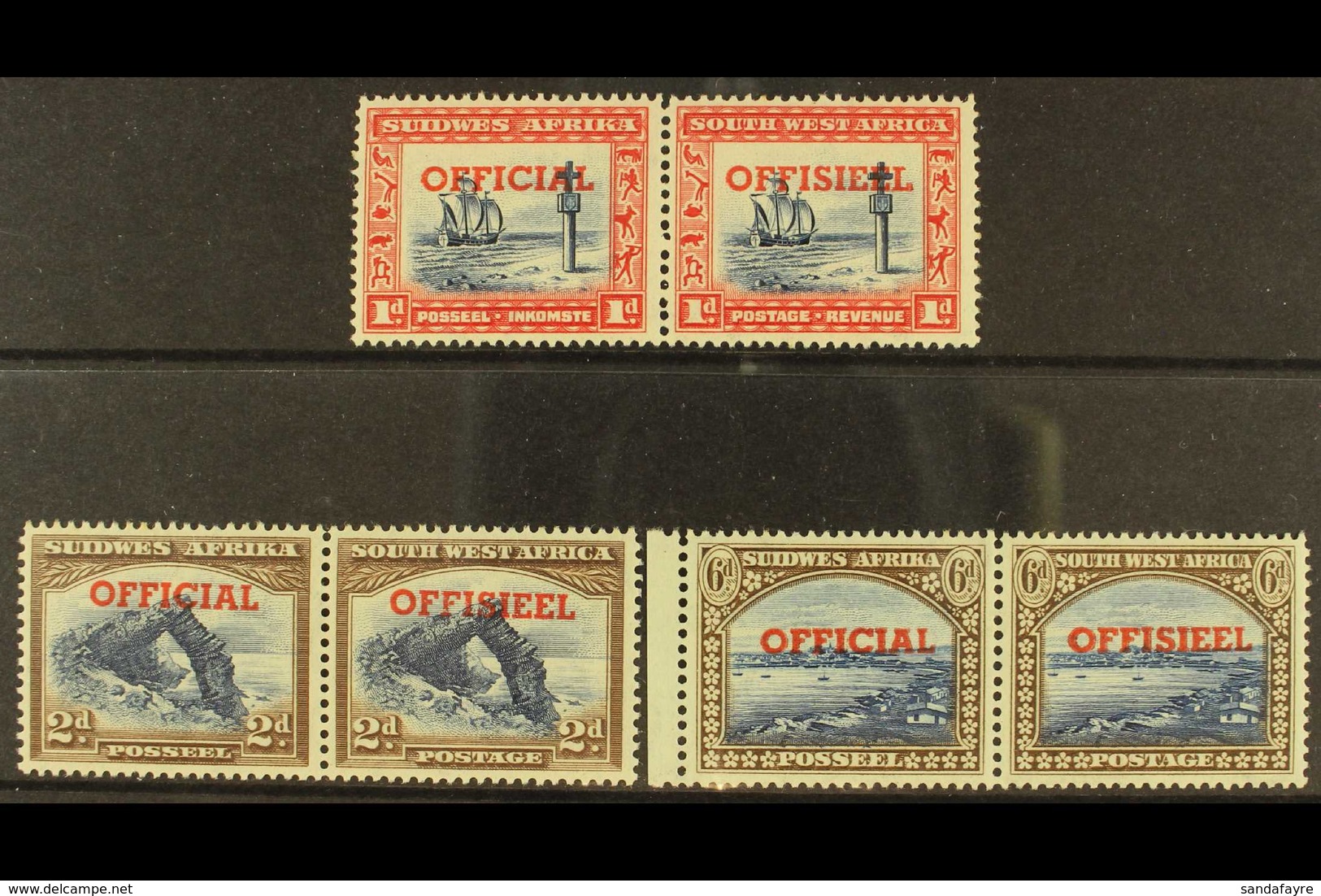 OFFICIALS 1951-52 TRANSPOSED OVERPRINTS On A Stock Card. Includes 1d (SG O24a), 2d (SG O26a) & 6d (SG O27a) Fine Mint Pa - Afrique Du Sud-Ouest (1923-1990)