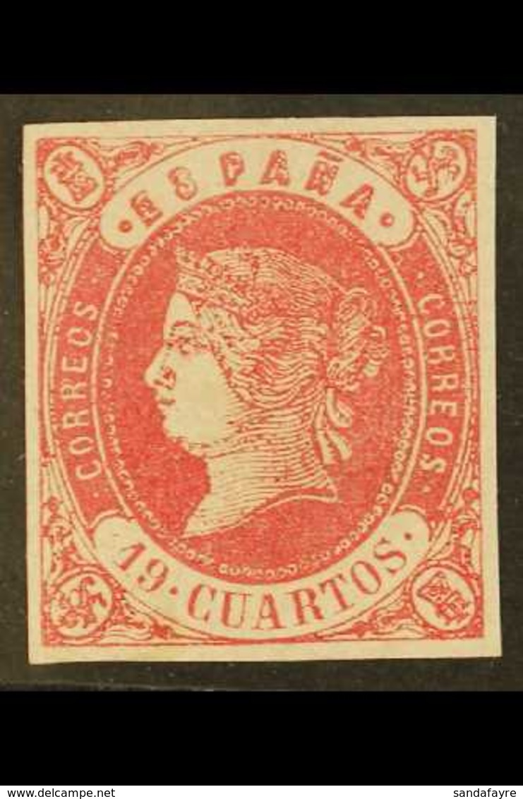 1862 19Cs Carmine On White Paper, SG 72a, Mi 52x, IMPERF With Four Wide Margins. Very Fine Mint With OG, A Beauty! For M - Other & Unclassified