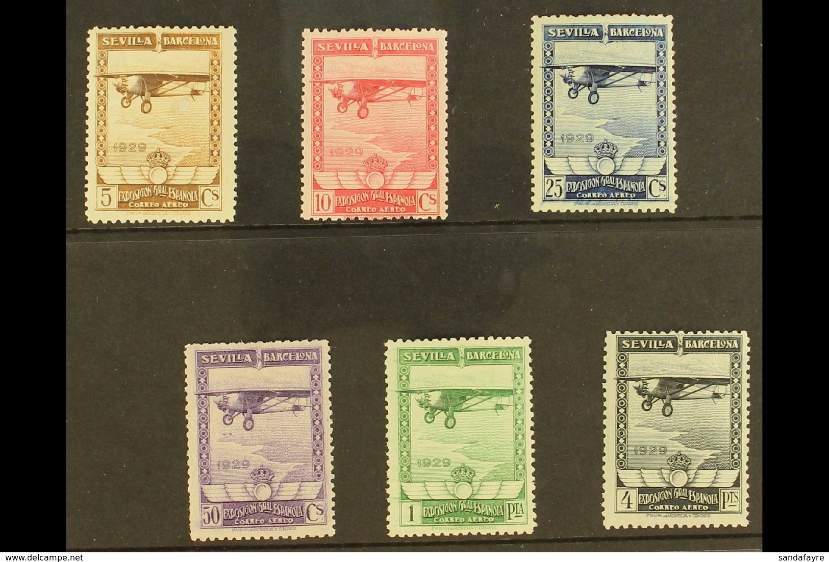 1929 Seville-Barcelona Complete Air Set, SG 515/520, Very Fine Mint. (6 Stamps) For More Images, Please Visit Http://www - Sonstige & Ohne Zuordnung