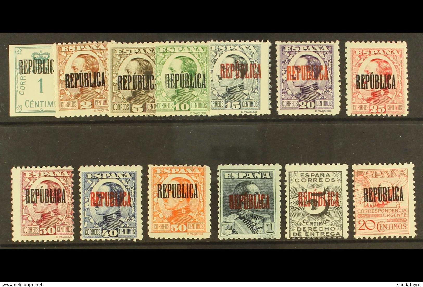 1931 "REPUBLICA" Straight Line Overprints (SG Type 118) Complete Set, SG 660/E672, Several Are With Accent Over "U" Vari - Sonstige & Ohne Zuordnung