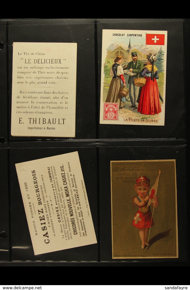 STAMP DESIGNS ON ADVERTISING CARDS - CIRCA 1908 A Scarce & Attractive Group Of Colourful, Continental Advertising Cards, - Sonstige & Ohne Zuordnung