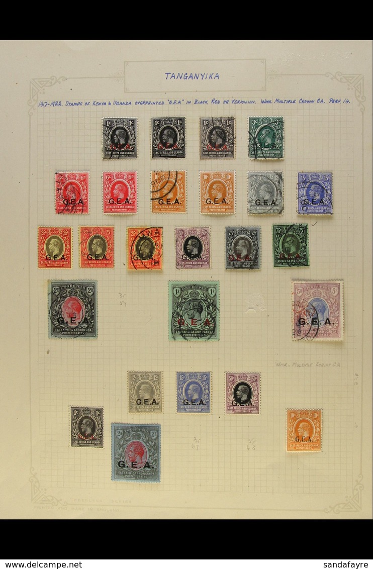 1916-31 OLD TIME COLLECTION Ranges On Old Pages With N.F. 1d, 3d And 4d Mint, ½d Used, G.E.A. 1917-21 Incl. 75c Emerald  - Tanganyika (...-1932)