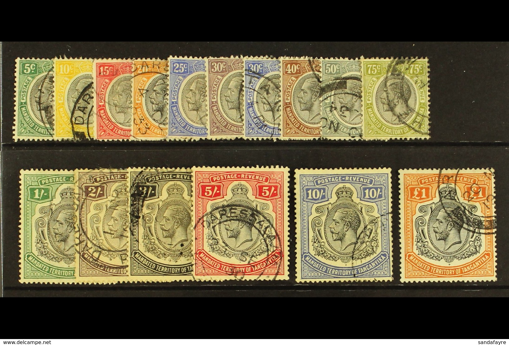 1927-31 Complete KGV Set, SG 93/107, Fine Cds Used. (16) For More Images, Please Visit Http://www.sandafayre.com/itemdet - Tanganyika (...-1932)