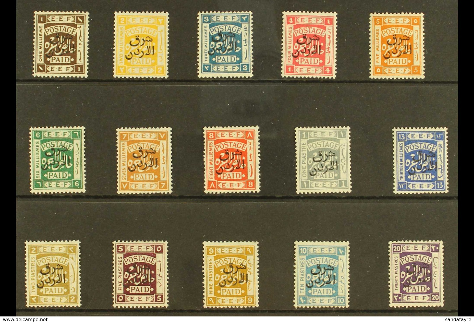 1925-26 Palestine Opt'd Set, SG 143/57, Fine Mint (15 Stamps) For More Images, Please Visit Http://www.sandafayre.com/it - Jordanie