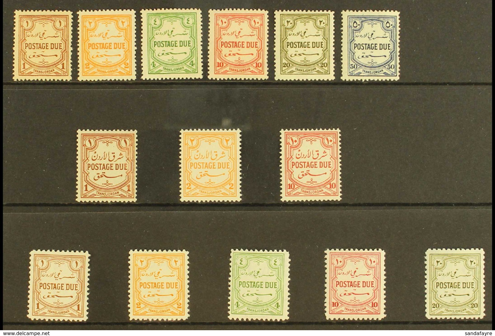POSTAGE DUE 1929-49 MINT COLLECTION. A Complete Run From 1929-49, SG D189/94, SG D230/32 & SG D244/48, A Fine Mint Group - Jordanie