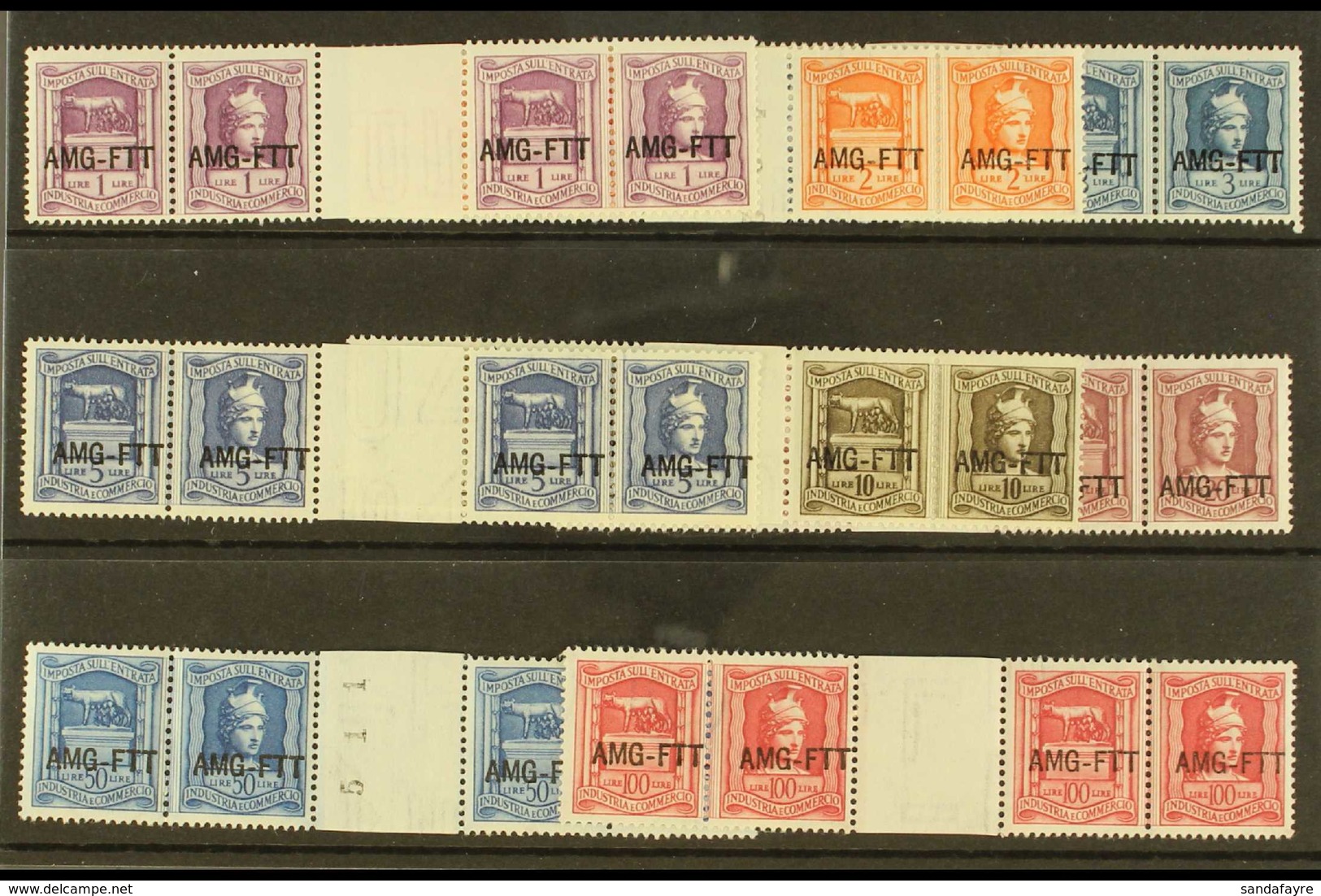 ALLIED MILITARY GOVERNMENT (ZONE A) REVENUE STAMPS Circa 1949-50 Industrial And Commercial Tax Stamps Of Italy Overprint - Autres & Non Classés