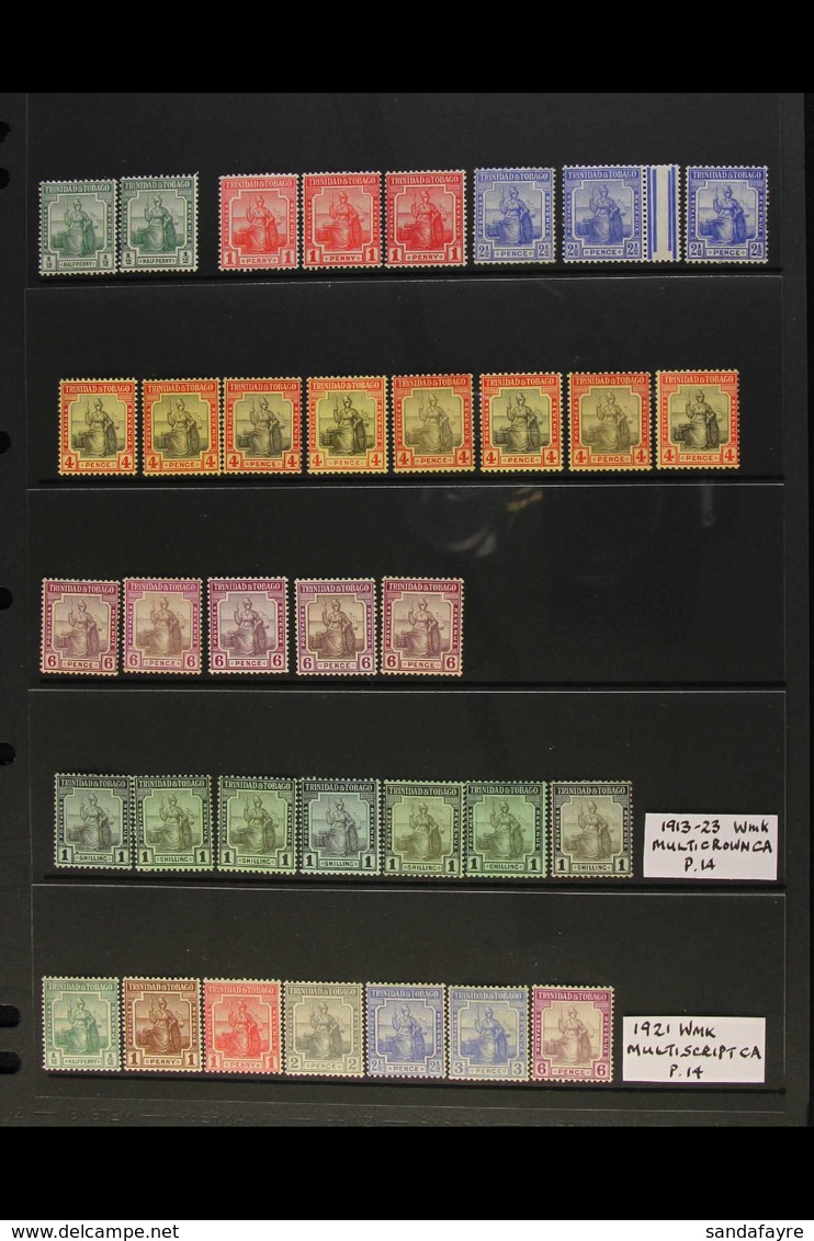 1913- 23 BRITANNIAS Presented On A Stock Card A 1913-23 Mint Collection To 1s, SG 149-154, With A Selection Of Shades An - Trinidad & Tobago (...-1961)