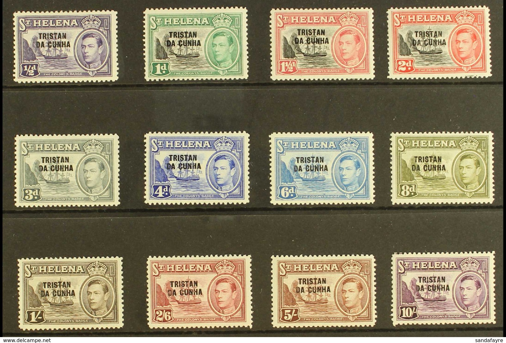 1952 KGVI Opt'd Set, SG 1/12, Fine Mint (12 Stamps) For More Images, Please Visit Http://www.sandafayre.com/itemdetails. - Tristan Da Cunha