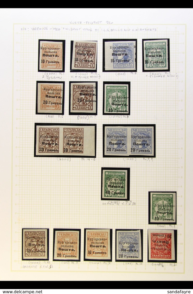 PETLYURA DIRECTORATE 1920 (Aug) FIELD POST Stamps, A Beautiful Collection Of These Imperforate Stamps With Printing Figu - Ukraine