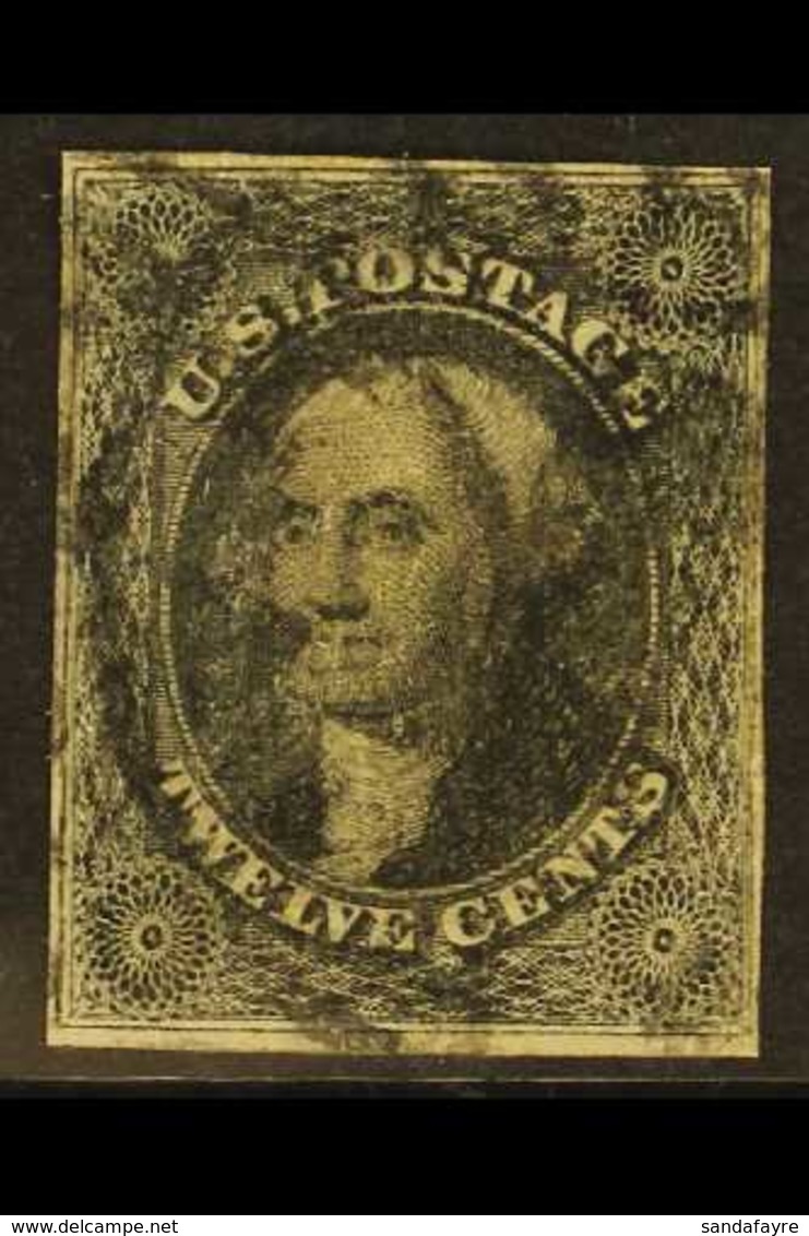 1851-7 12c Grey-black, Washington, Imperf, Scott 17, SG 19, Used, Four Margins. For More Images, Please Visit Http://www - Autres & Non Classés