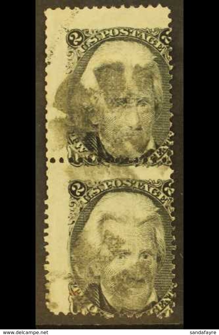 1867 2c black, E Grill, perf.12, VERTICAL PAIR, Scott 87, SG 89a, Good Used, Centred To Lower Right. For More Images, Pl - Sonstige & Ohne Zuordnung