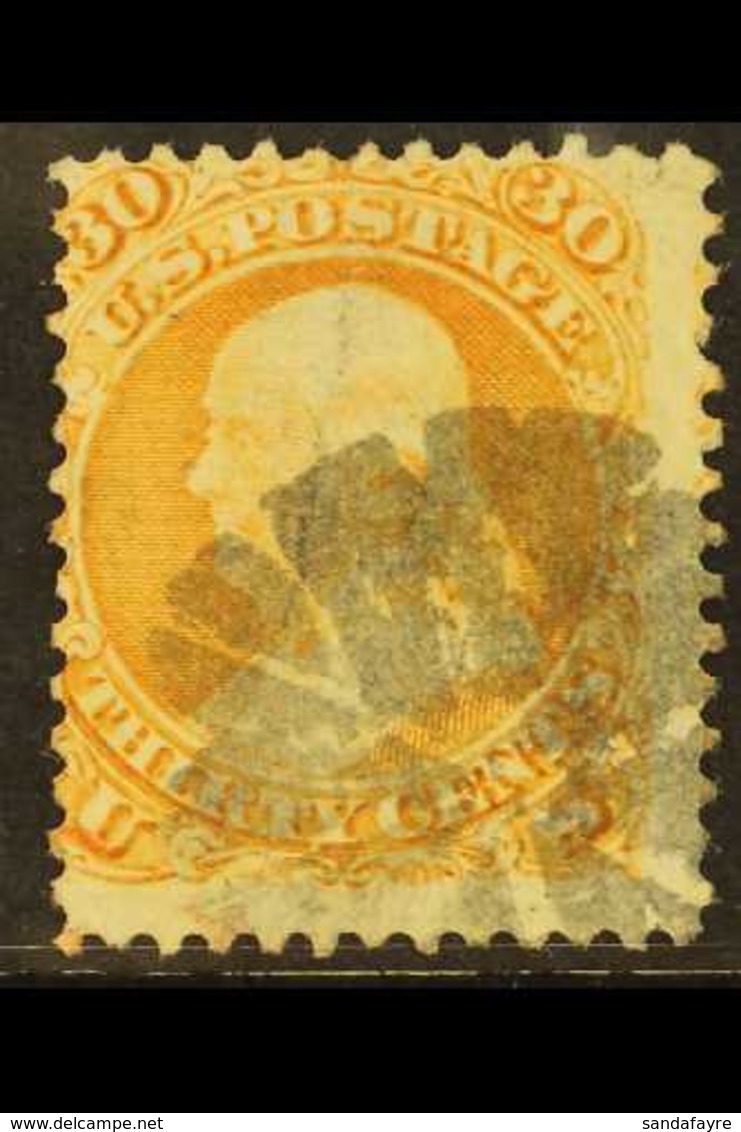 1867 30c Orange, Perf.12, F Grill, Scott 100, SG 102, Used, Trace Of A Pressed Crease, Cat.$950. For More Images, Please - Other & Unclassified