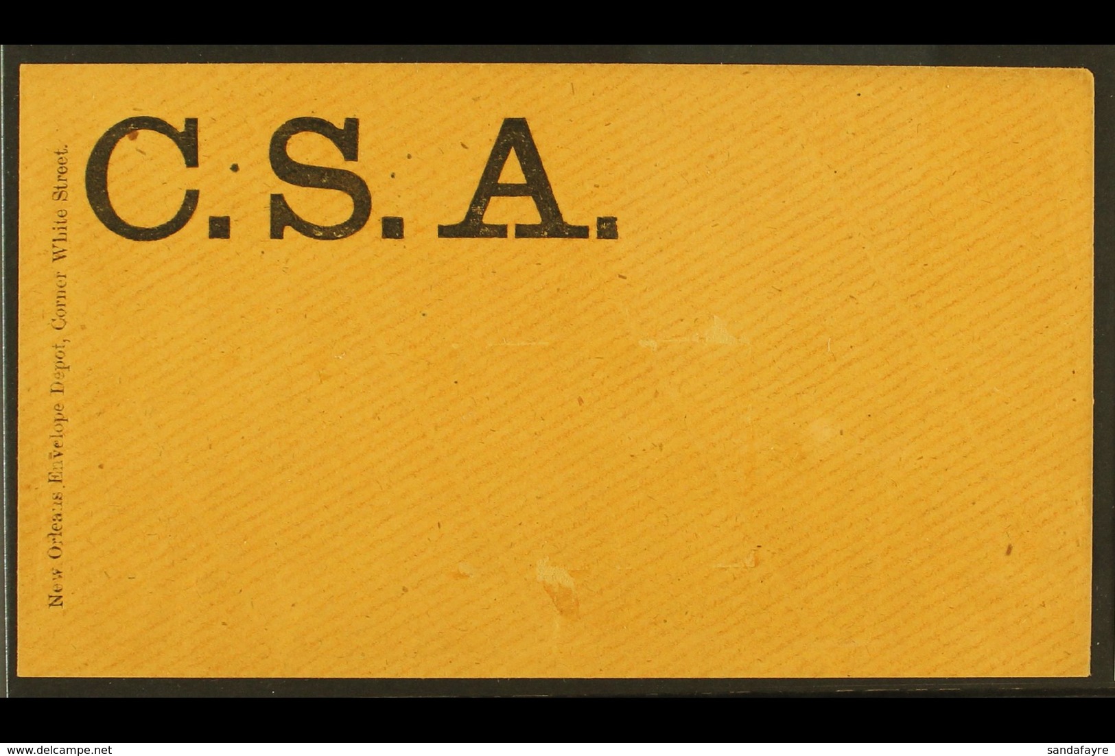 1861 PATRIOTIC COVER. Unused Envelope With Large Black "C.S.A" And Small Imprint "New Orleans, Envelope Depot, Corner Wh - Autres & Non Classés