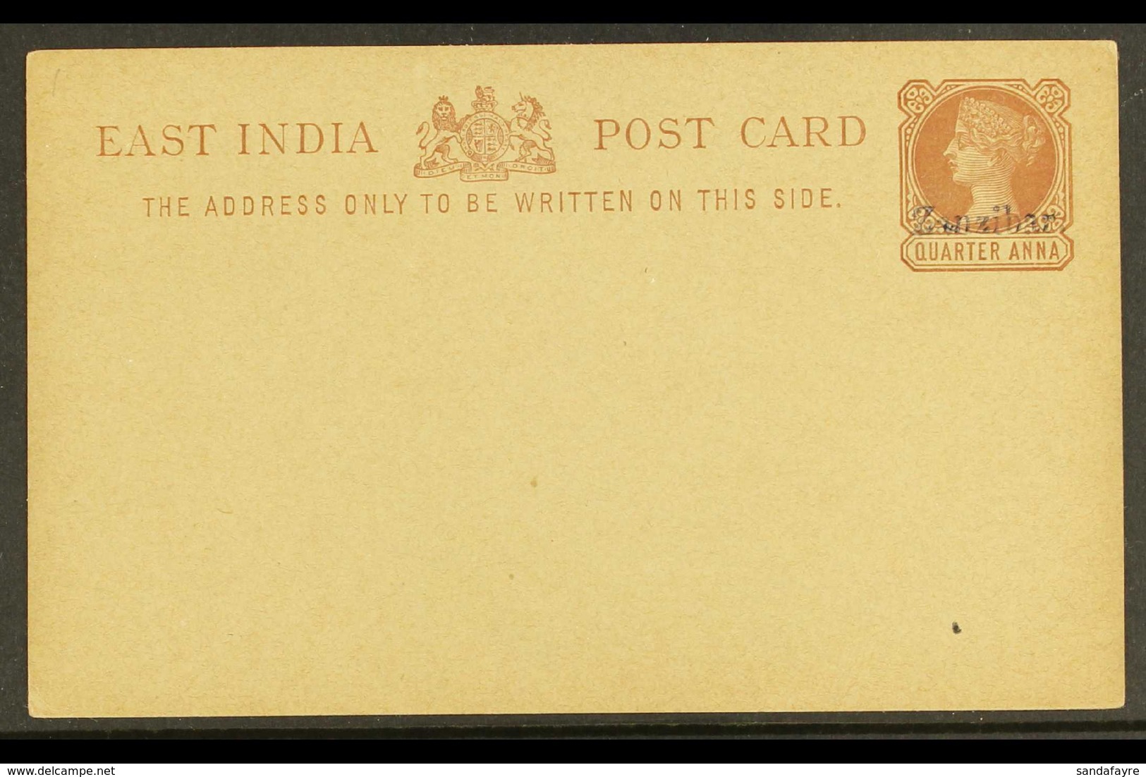 POSTAL STATIONERY 1895 ¼a Brown On Buff East India Ps Card Overprinted "Zanzibar" In Black, H&G 1a, Fresh Unused. For Mo - Zanzibar (...-1963)