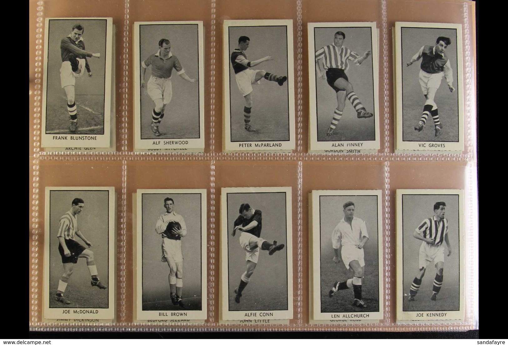 FOOTBALL & CRICKET 1950s CARD COLLECTION Presented In Sleeved Pages In An Album. Includes 1955 Wizard Footballers Black  - Sonstige & Ohne Zuordnung