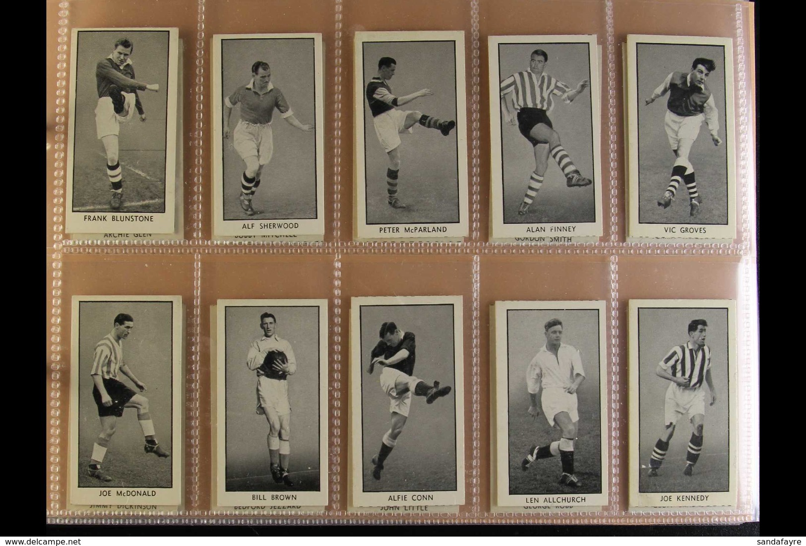 FOOTBALL & CRICKET 1950s CARD COLLECTION Presented In Sleeved Pages In An Album. Includes 1955 Wizard Footballers Black  - Other & Unclassified