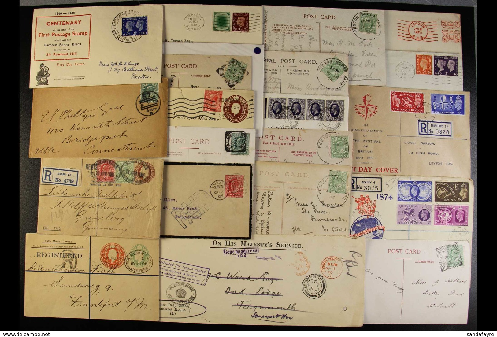 1903-1951 COVERS & CARDS. An Interesting Assembly Of Mostly Commercial Mail With Many 'better' Items, Inc Registered & P - Autres & Non Classés