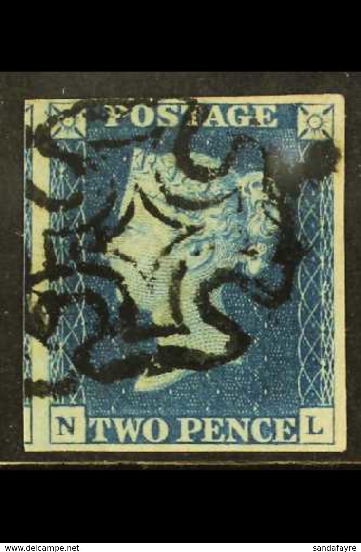 1840 2d Deep Blue 'NL' Plate 2, SG 4, Used With 4 Good / Huge Margins (portion Of Adjoining Stamp At Left), Cancelled By - Other & Unclassified