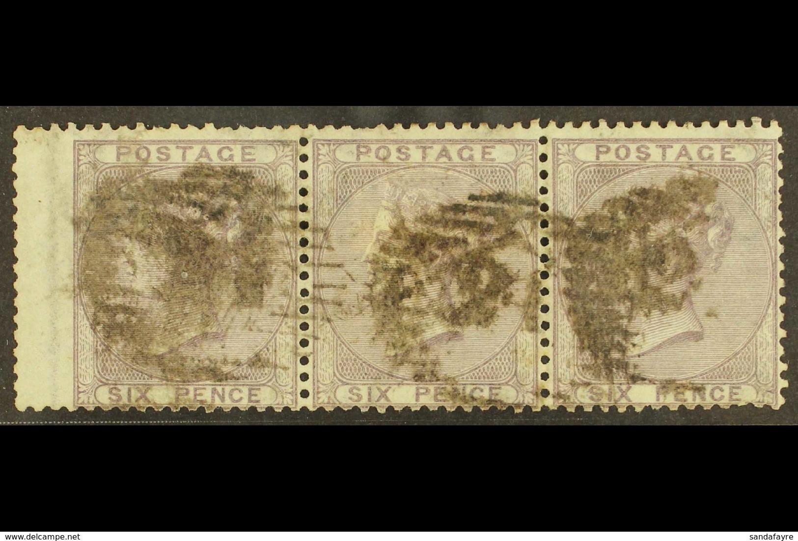 1855-57 6d Pale Lilac, SG 70, HORIZ STRIP OF THREE Used, A Few Minor Perf Faults. For More Images, Please Visit Http://w - Autres & Non Classés