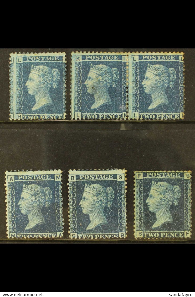 1858-79 2d Blue, Plate 9, Six Unused Examples Incl. A Pair, SG 45, Mixed Condition, Mint Or Unused, Cat.£2100, Useful Fo - Sonstige & Ohne Zuordnung