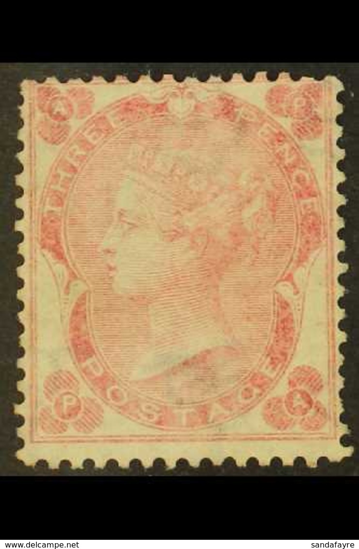 1862-64 3d Pale Carmine-rose,Wmk Emblems, SG 77, Unused Without Gum, A Couple Of Shortish Perfs But Fresh And Attractive - Autres & Non Classés