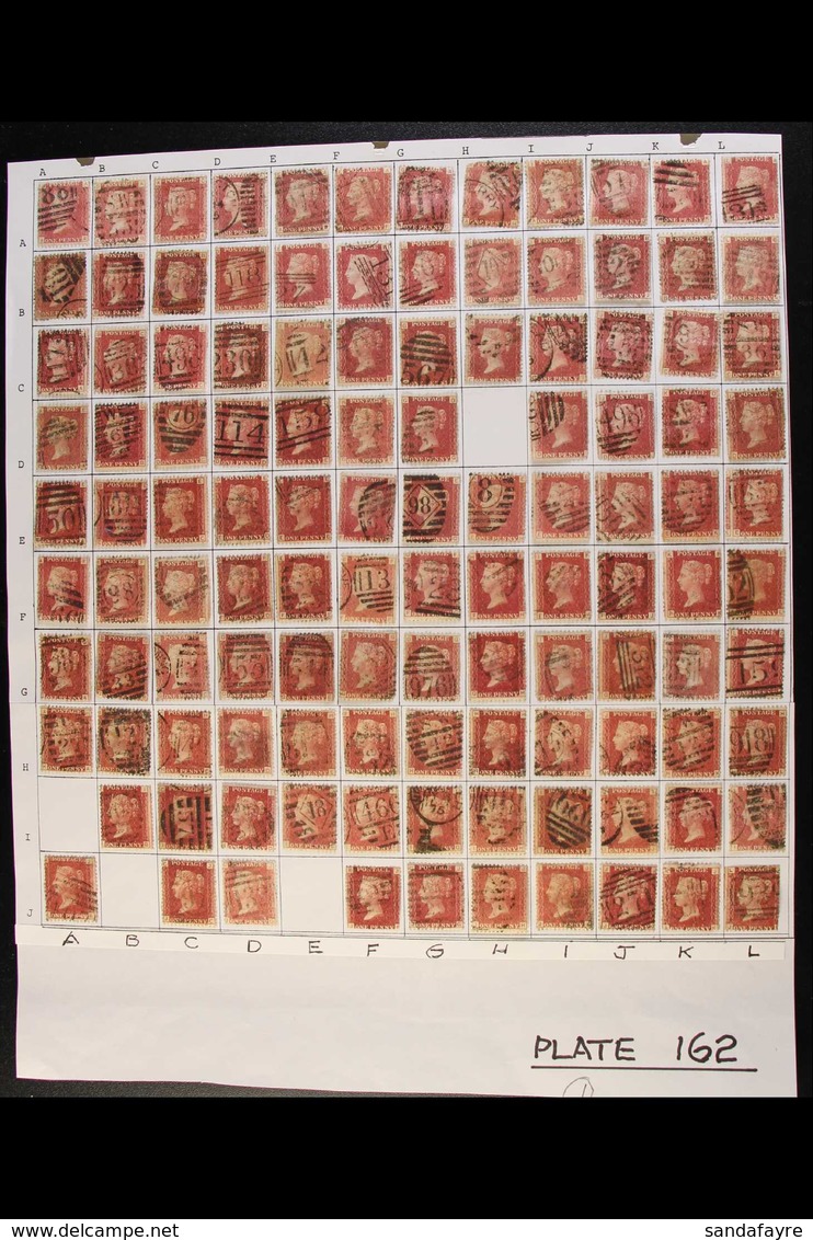 1864-79 PENNY RED PARTIAL PLATE RECONSTRUCTION PLATE 162 - A Largely Complete Used Reconstruction With 228 Of The 240 Ch - Autres & Non Classés