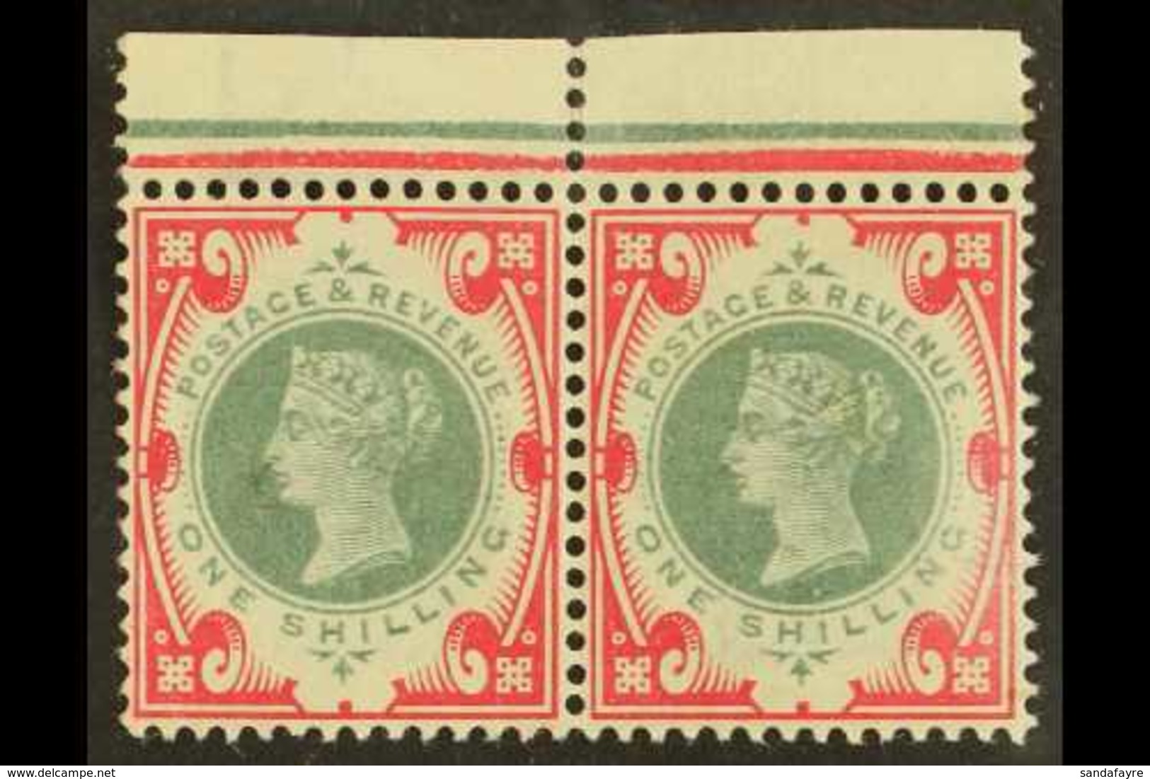 1900 1s Green And Carmine, SG 214, Never Hinged Mint Horizontal Pair, Stamp At Left With Vertical Crease. For More Image - Autres & Non Classés