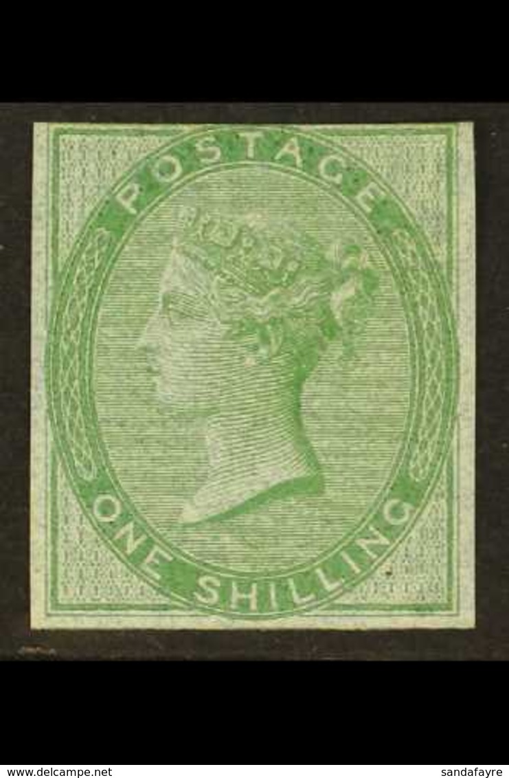 IMPRIMATUR 1856 1s Green Imprimatur On Blue Glazed Paper, Wmk Emblems, Spec J100, As SG 72, Mint With Large Margins On T - Autres & Non Classés