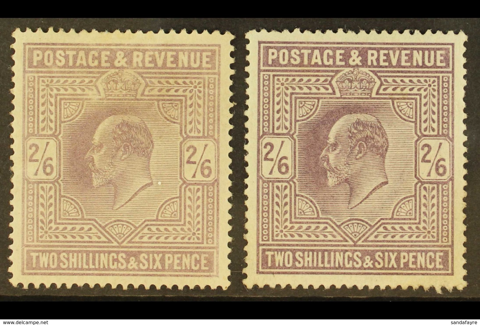 1902-04 2s6d Perf 14, De La Rue Printing On Ordinary Paper, SG 260, Two Different Specialised Shades (lilac, And Slate-p - Sin Clasificación