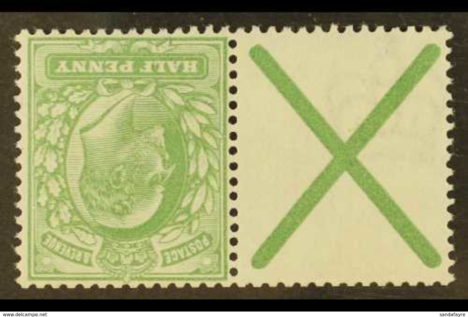 1902-10 ½d Yellowish Green With St Andrews Cross Label, INVERTED WATERMARK, SG 218wi, Never Hinged Mint Pair For More Im - Unclassified