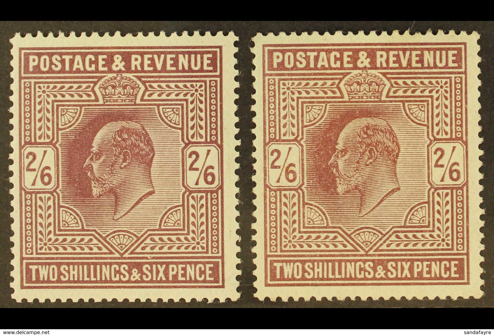 1911-13 2s6d Perf 14, Somerset House Printing On Ordinary Paper, SG315/317, Two Different Specialised Shades (dull Reddi - Non Classés