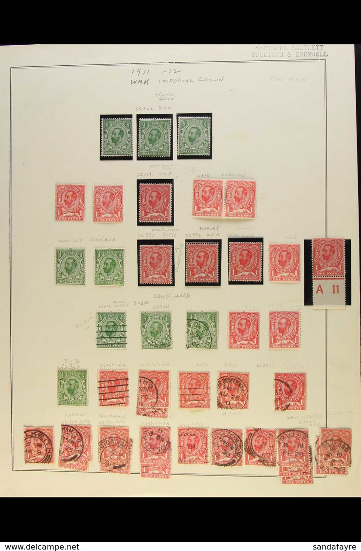 1911-1912 KGV MACKENNAL HEADS COLLECTION An Extensive, Semi Specialized Mint & Used Collection With Shades, Die Types, W - Non Classés