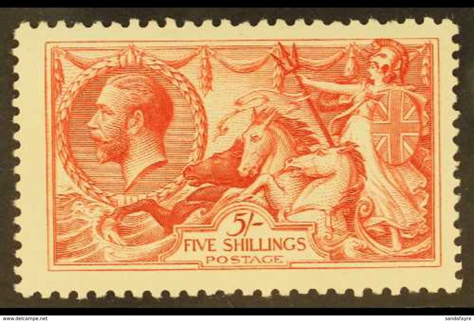 1918-19 5s Rose-red Seahorse Bradbury Printing, SG 416, Fine Mint, A Few Shortish Perfs Mentioned For The Sake Of Accura - Unclassified