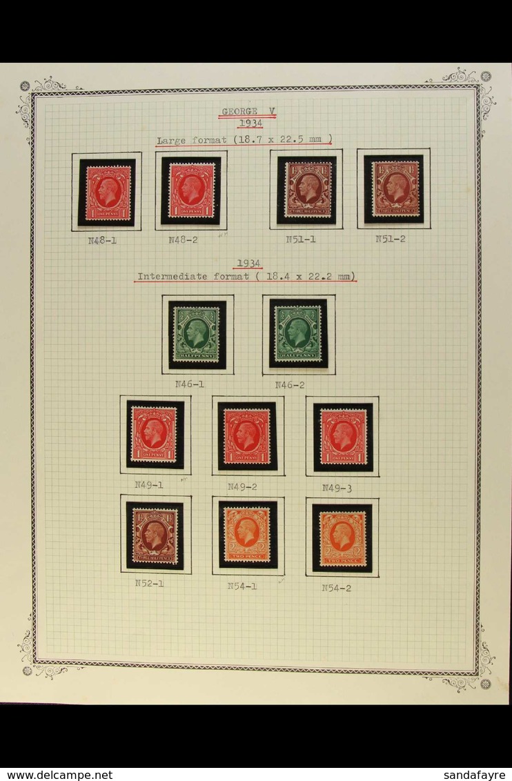 1934-36 Photogravure Complete Set With All Listed Shades & Watermark Sideways Set, SG Spec N46(1) To N62 & SG 439a/42b,  - Ohne Zuordnung