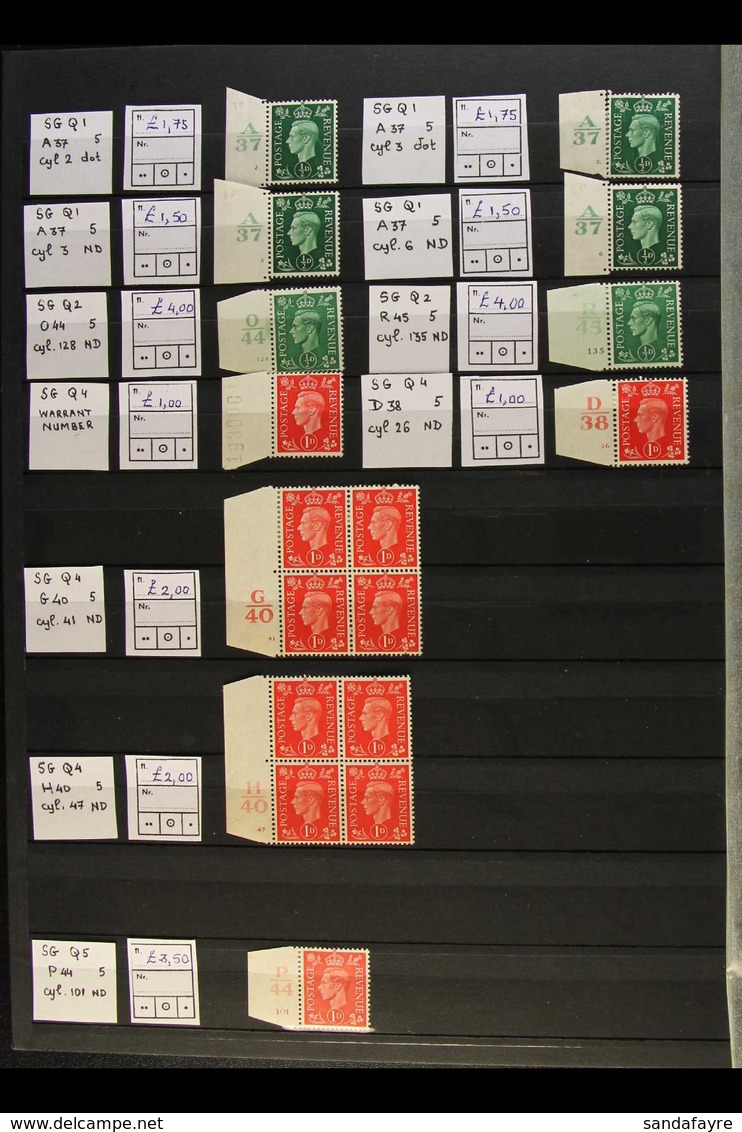 KGVI CONTROLS ACCUMULATION Of Items, From Single Stamps With Control In Margin Attached To Blocks, We See 1937-47 Defins - Ohne Zuordnung