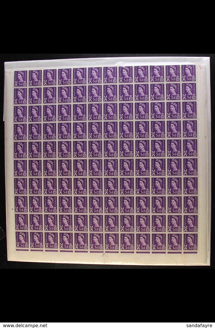 SCOTLAND 1963 3d Deep Lilac Regional Definitive With Two Phosphor Bands, SG S1p, A Superb Never Hinged Mint COMPLETE SHE - Sonstige & Ohne Zuordnung