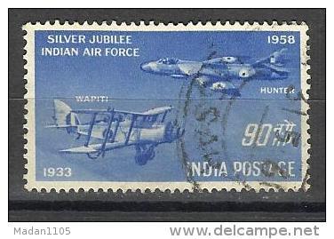 INDIA, 1958, Silver Jubilee Indian Air Force, Airplane,  Airforce, Aeroplane, Aircraft, Military, 90np Stamp,  FINE USED - Used Stamps